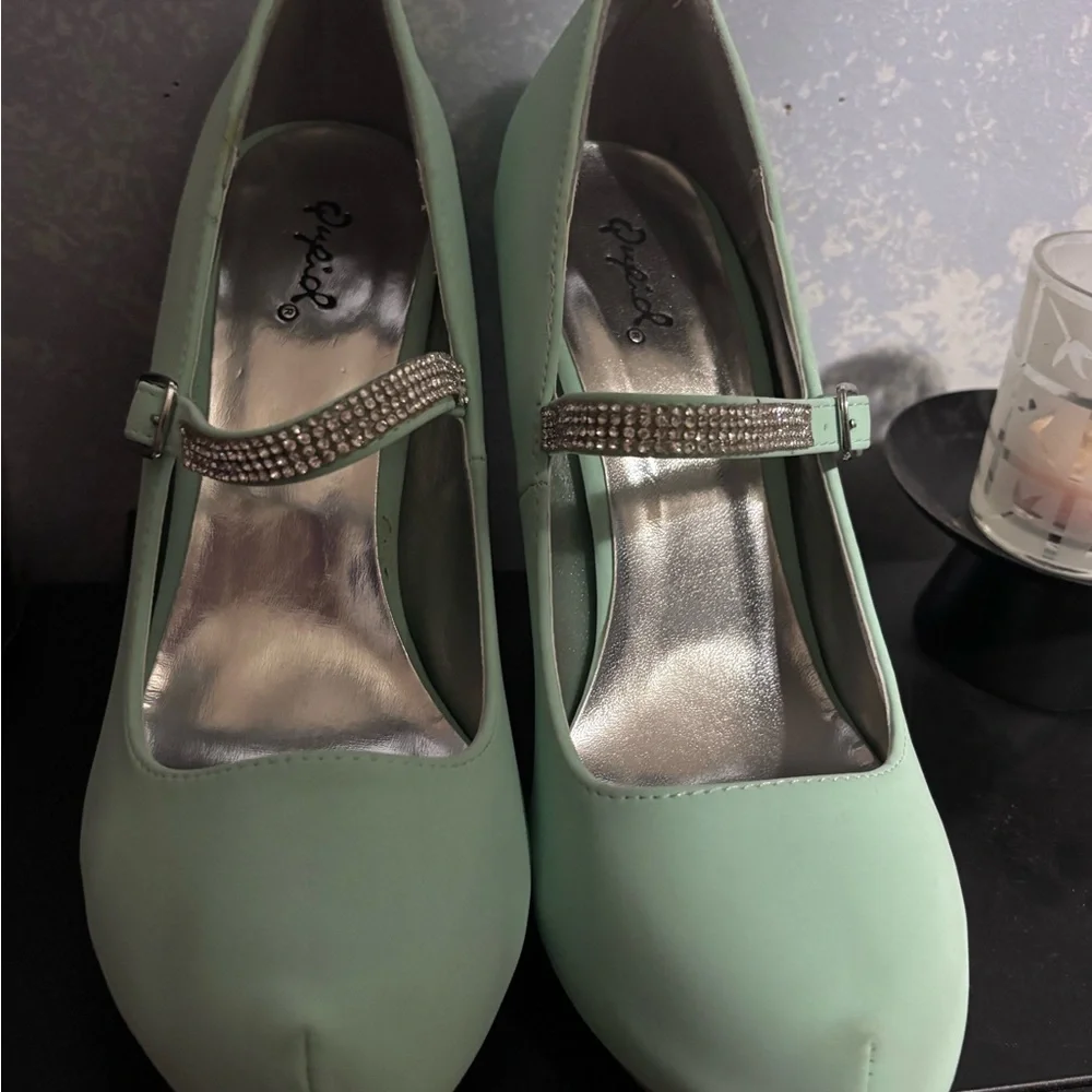 QUPID teal heels size 9 NWOT - Picture 3 of 9